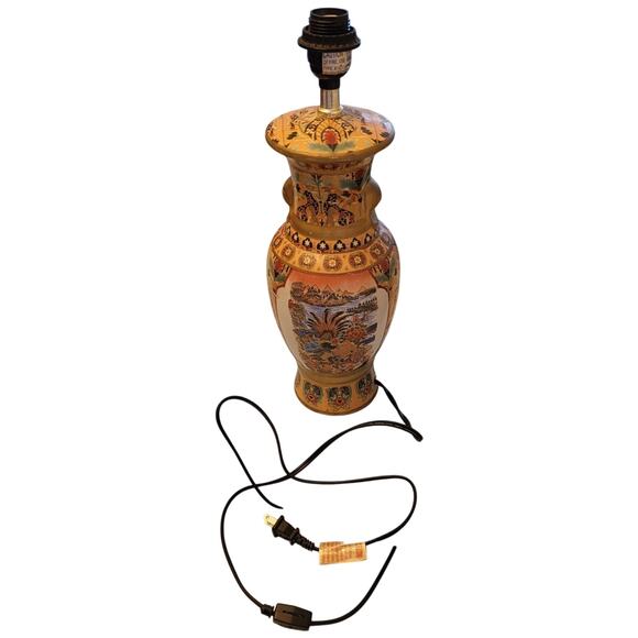 Vintage Antique Chinese Porcelain Mandarin Vase Table Lamp Hand Painted 17.5" - Picture 1 of 16